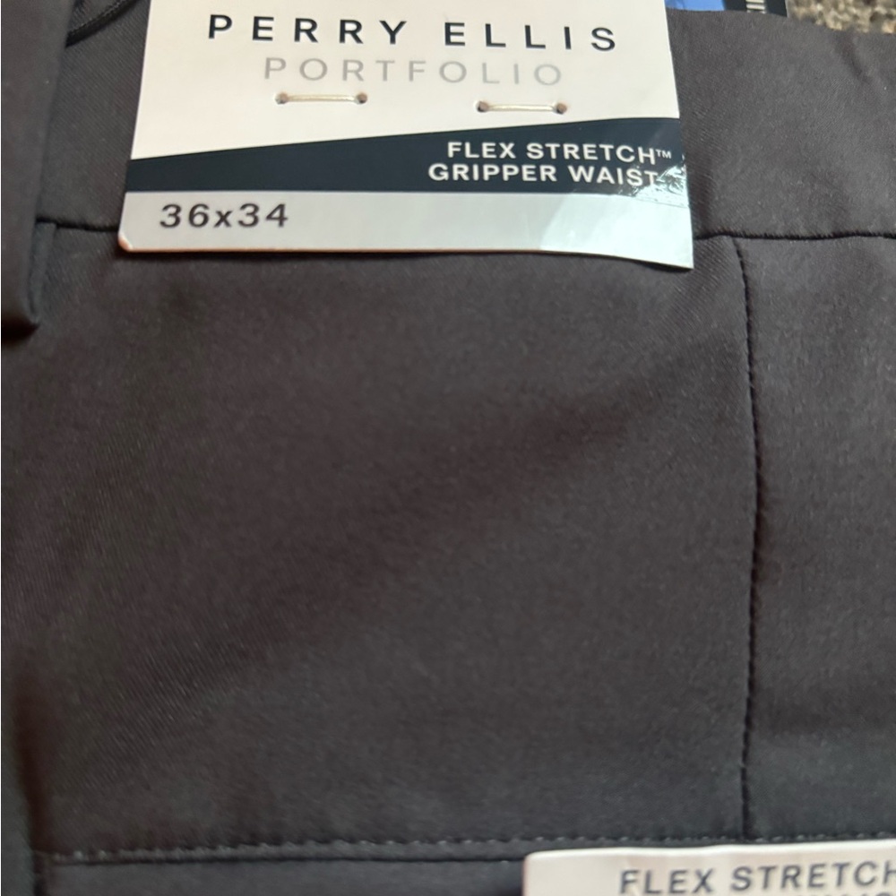 Perry Ellis flex stretch skinny fitNWT Sz 36x34 Men's Charcoal Dress Pants - Picture 12 of 12